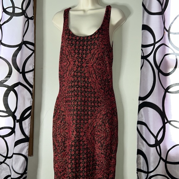 Women's ROCK & REPUBLIC Red Black Stretch Dress Large - Picture 5 of 14